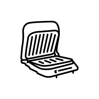 Elektrikli ızgara siyah çizgi ikonu. Mutfak aygıtı. 