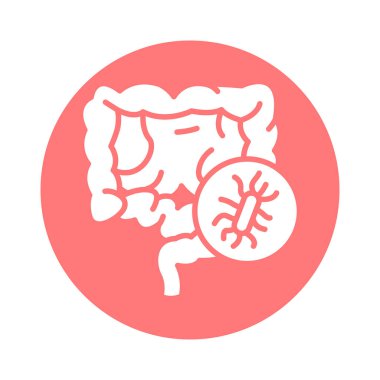 Bağırsak bakterisi çizgisi simgesi. İzole vektör ögesi. 