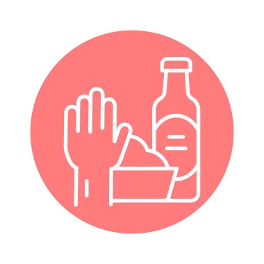 Yemek yemeyi reddet simgesi. İzole vektör ögesi. 