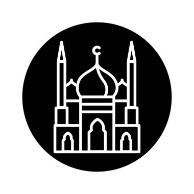 Historic muslim mosque line color icon. Isolated vector element. 