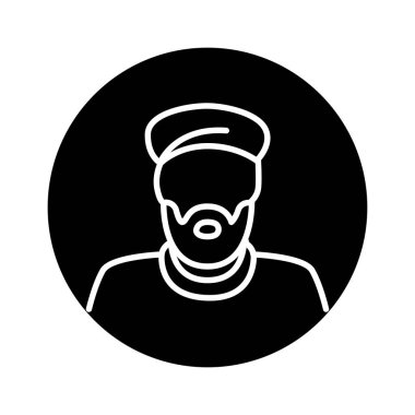 Sünni Müslüman adam çizgi renk ikonu. İzole vektör ögesi. 