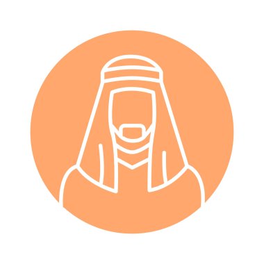 Arabic man line color icon. Isolated vector element. 