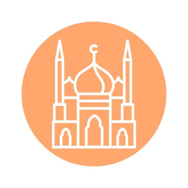 Historic muslim mosque line color icon. Isolated vector element. 
