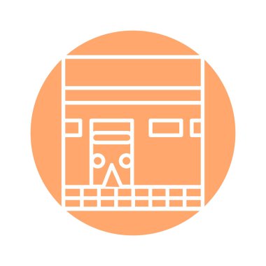 Kaaba in the Al-Haram Mosque line color icon. Isolated vector element. 