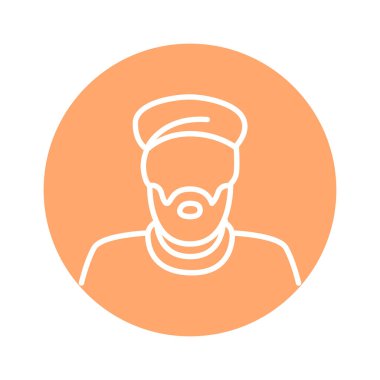 Sünni Müslüman adam çizgi renk ikonu. İzole vektör ögesi. 