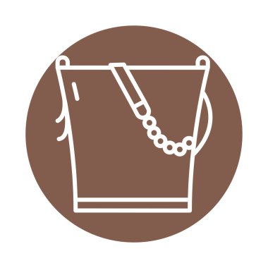 Kadın düz çanta çizgisi renk simgesi. İzole vektör ögesi. 