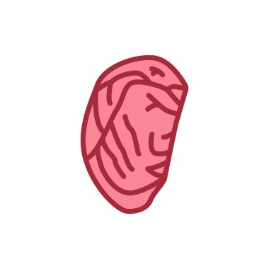 Ribeye beef steak color line icon. Cutting meat. 
