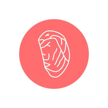 Ribeye beef steak color line icon. Cutting meat. 