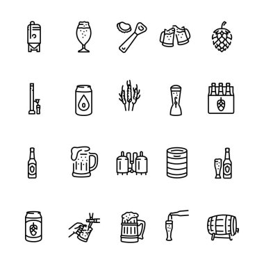 Bira ve demlenen siyah çizgi simgeleri ayarlandı. 