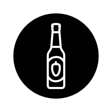 Bira şişesi siyah çizgi simgesi. 