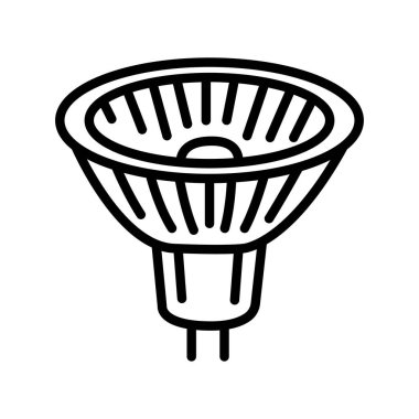 Halojen lamba siyah çizgi simgesi. 