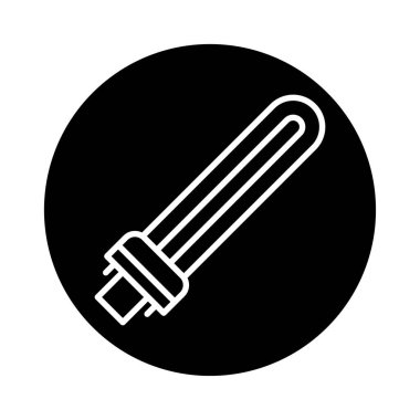 Ozon siyah çizgi simgesi olmayan U şeklinde UV lambası. 