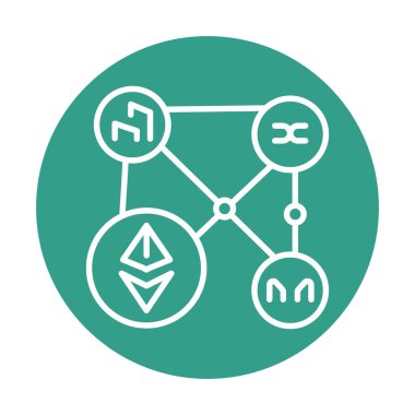 Tocken yönetim renk çizgisi simgesi. Dijital şifreleme sanatı. 