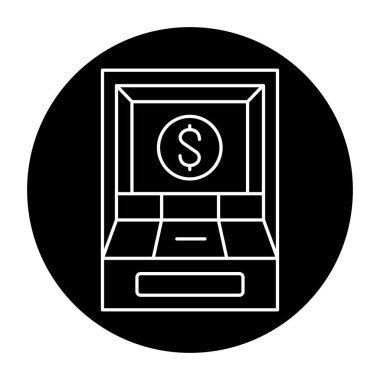 ATM makinesi siyah çizgi simgesi.