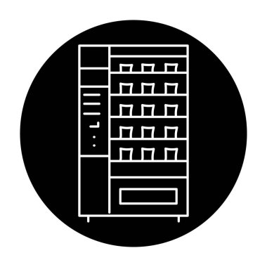 Siyah çizgi simgesinde kendi kendine büfe atıştırmalığı sipariş ediyor. self servis makinesi