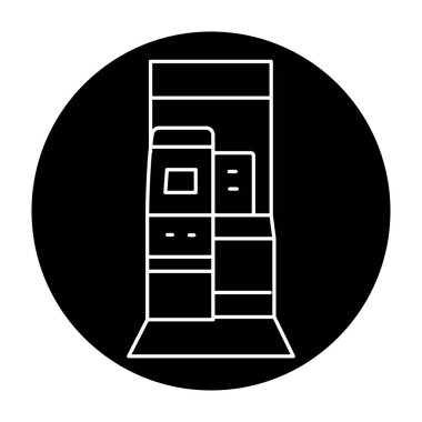 Siyah çizgi simgesinde Usps kiosk. self servis makinesi