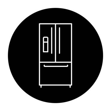 Akıllı buzdolabı siyah çizgi ikonu. Mutfak aygıtı. 