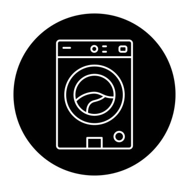 Çamaşır makinesi siyah çizgi simgesi. 