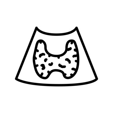 Ultrason tiroit bezi siyah çizgi çizimi