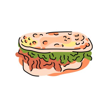 Quesadilla renk elemanı. Çizgi film sokak yemeği. 