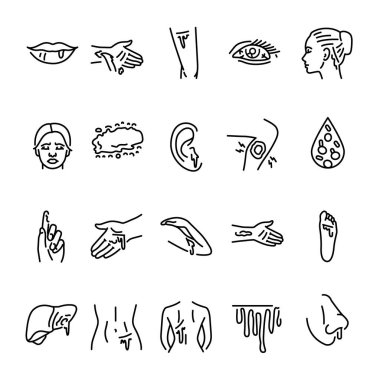 Vücut rengi simgelerinin farklı yerlerinde kanama var. Web sayfası için resim grafikleri