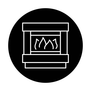 Electric fireplace black line icon.  Household appliance. clipart