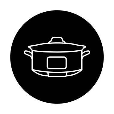 Yavaş pişiren siyah çizgi simgesi. Mutfak aleti. Ev aletleri.