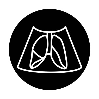 Akciğer ultrasonu siyah çizgi çizimi