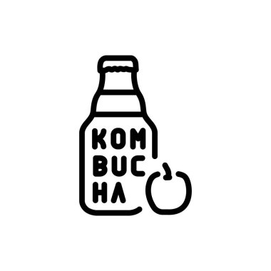 Kombucha şişede ev yapımı çay. Doğal element. Web sayfası, mobil uygulama, tanıtım için resim grafiği