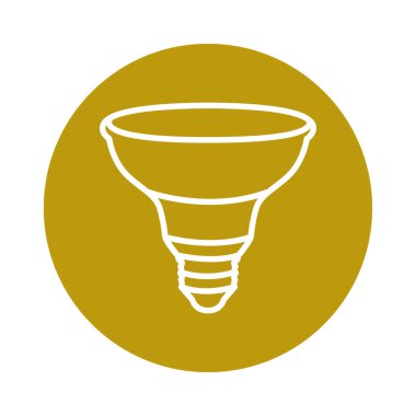 LED yansıtıcı lamba siyah çizgi simgesi. 