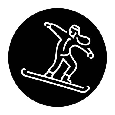 Kayakçı siyah çizgi simgesi. Kışın kayak yapmak.