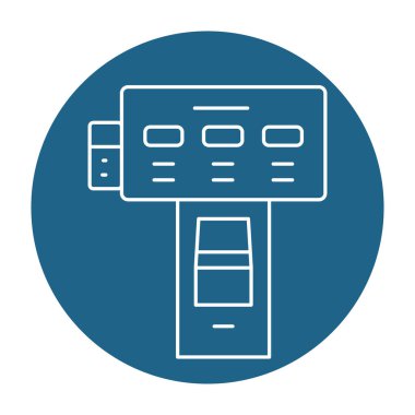 Siyah çizgi ikonuyla otel kontrolü. self servis makinesi