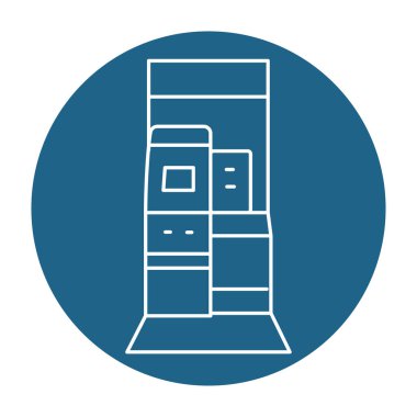 Siyah çizgi simgesinde Usps kiosk. self servis makinesi