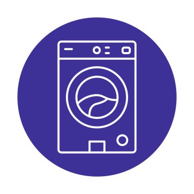 Çamaşır makinesi siyah çizgi simgesi. 