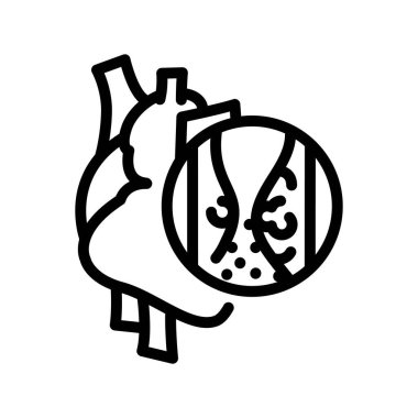 Kalp hastalığı çizgisi simgesi. Web sayfası, mobil uygulama, düğme, logo için imza. İzole edilmiş vektör düğmesi. Düzenlenebilir vuruş.