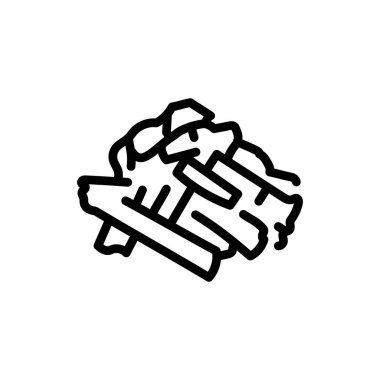 Kömür ahşap çizgi siyah ikon. Web sayfası, mobil uygulama, düğme, logo için imzala.