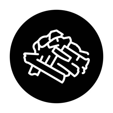 Kömür ahşap çizgi siyah ikon. Web sayfası, mobil uygulama, düğme, logo için imzala.