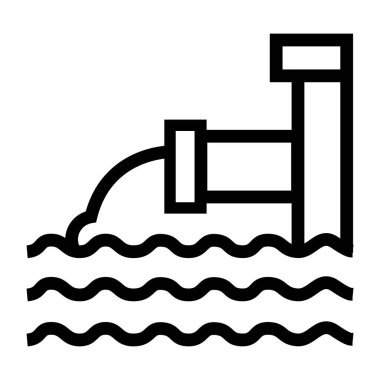 Suyu boşaltma sistemi çizgisi siyah simge. İzole edilmiş vektör düğmesi.