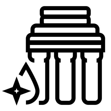 Ters osmoz çizgisi siyah ikonu. İzole edilmiş vektör düğmesi.