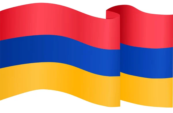 Bandera Armenia Ondeando Sobre Fondo Blanco — Vector de stock
