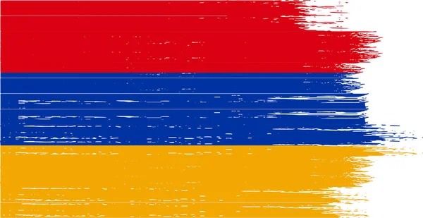 Örményország Zászló Ecset Festék Texturált Fehér Háttér — Stock Vector