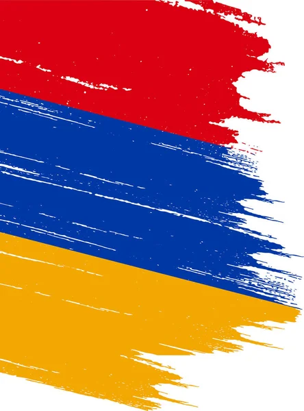 Bandera Armenia Con Pintura Pincel Con Textura Sobre Fondo Blanco — Vector de stock