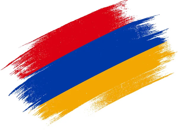 Armenië Vlag Met Penseel Verf Textuur Witte Achtergrond — Stockvector