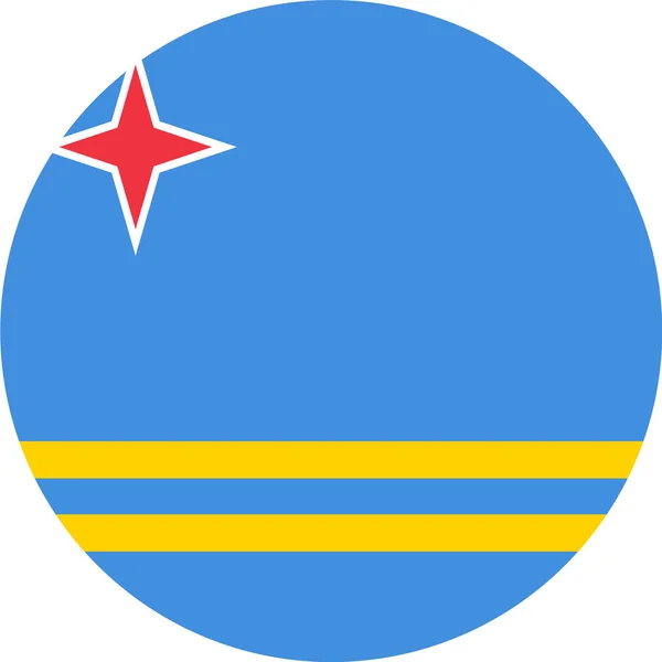 Bandera Aruba Forma Círculo Aislada Sobre Fondo Transparente — Vector de stock