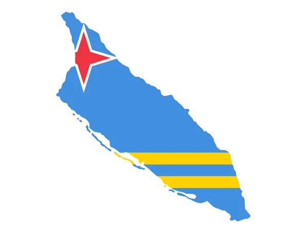 Aruba Vlag Kaart Transparante Achtergrond — Stockvector