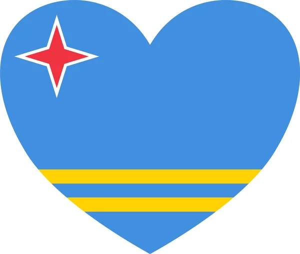 Bandera Aruba Forma Corazón Aislada Sobre Fondo Transparente — Vector de stock