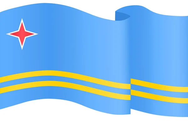 Aruba Flagga Som Flyger Vit Bakgrund — Stock vektor