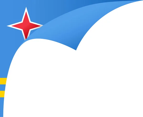 Aruba Vlag Wapperend Witte Achtergrond — Stockvector