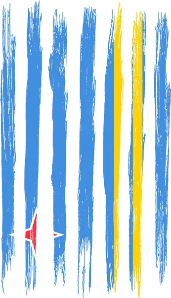 Bandera Aruba Con Pintura Pincel Texturizada Sobre Fondo Blanco — Vector de stock