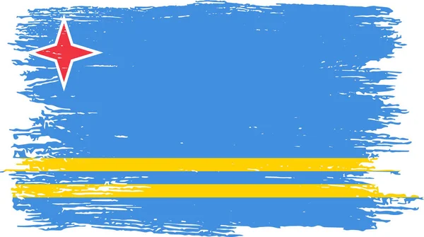 Bandera Aruba Con Pintura Pincel Texturizada Sobre Fondo Blanco — Vector de stock